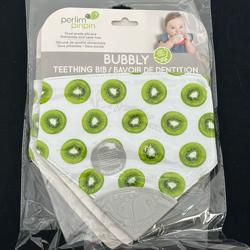 Cotton teething bib food grade silicone teether